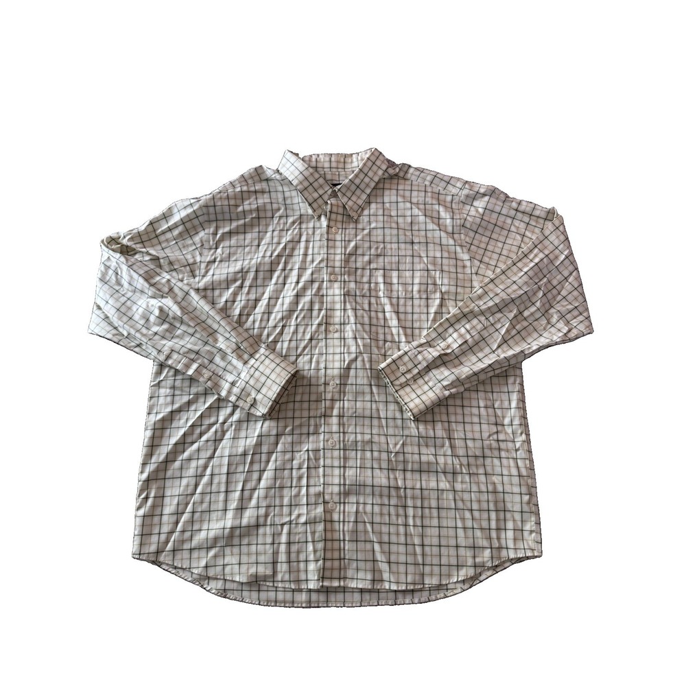 Eddie Bauer Shirt Mens Blue White Plaid Wrinkle Free Relaxed Fit Size Xl